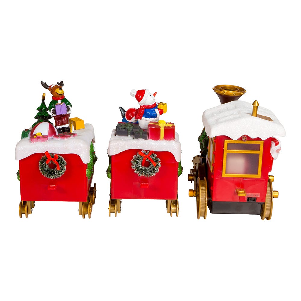 Kurt Adler 19.7-Inch Battery-Operated Light Up Musical Santa Train Set, 3 Piece Set